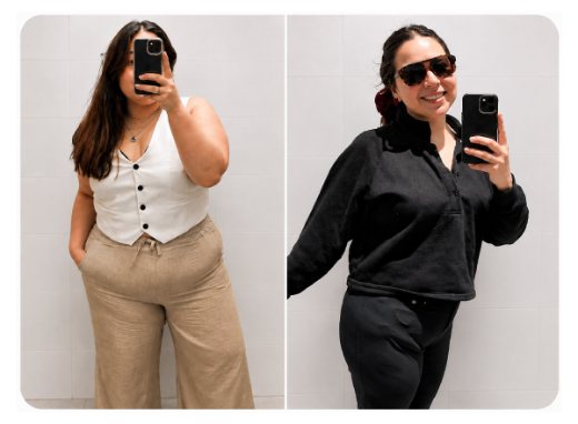 Camila, antes y después de su cirugía bariátrica